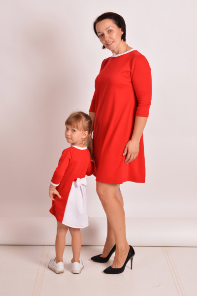 Купить Детское платье "Бантик" ДП 520 Family look (красный+белый) на Неженке