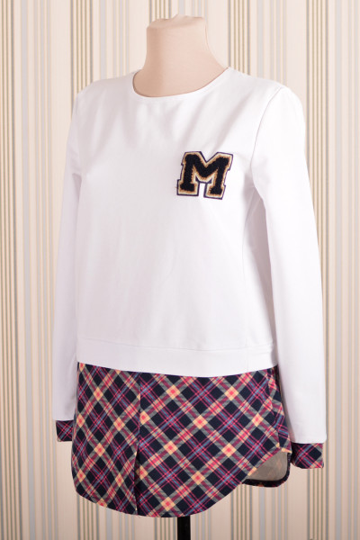 Купить Туника К 02017 (белый + клетка рябь) на Неженке