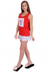 Пижама женская ЖП 023 (красный+зайцы)